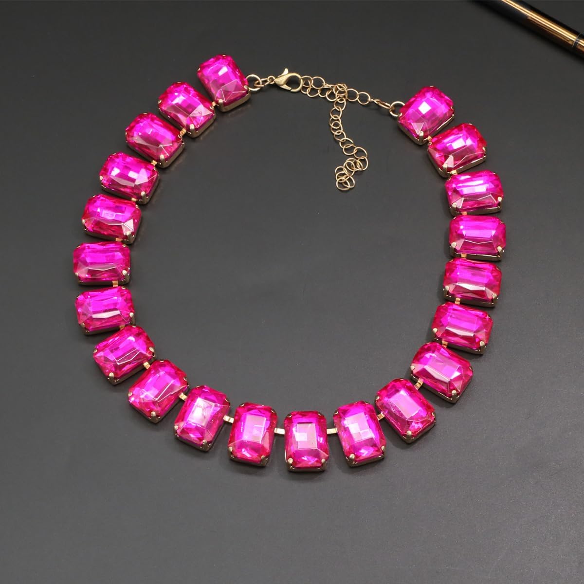 Crystal Rhinestone Gemstone Choker Collar Necklace for Women Sparkly Colorful Emerald Neck Chain Statement Necklace - Image 5