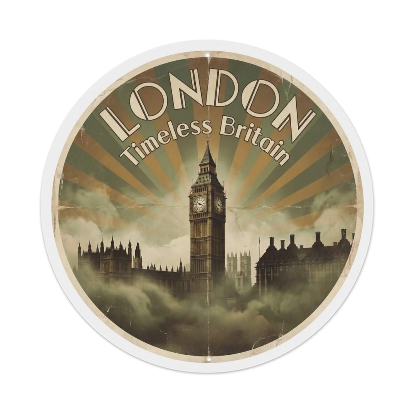 Vintage Travel London Britain Timeless Metal Tin Sign