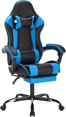 Miniatura 6 de Sillas ergonómicas para juegos con reposapiés de 400 libras, silla giratoria de escritorio de oficina con respaldo alto y soporte lumbar de masaje,