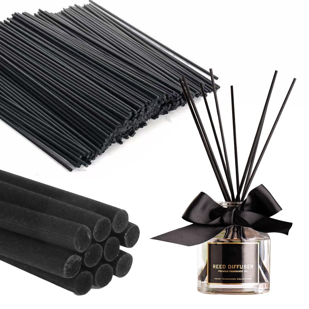 Aieino 100pcs Black Fibre Reed Diffuser Sticks, 25cmx4mm/9.8inch Refills