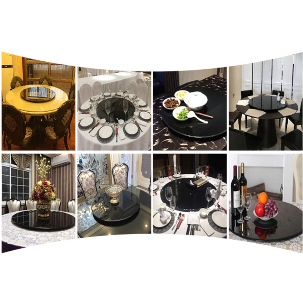 Plato Giratorio Tartas para Servir y Decorar Bandeja giratoria de vidrio templado mesa de comedor negra Lazy Susan, con base de acero giratoria resistente, rodamiento silencioso, 28/31/35/39 pulgadas
