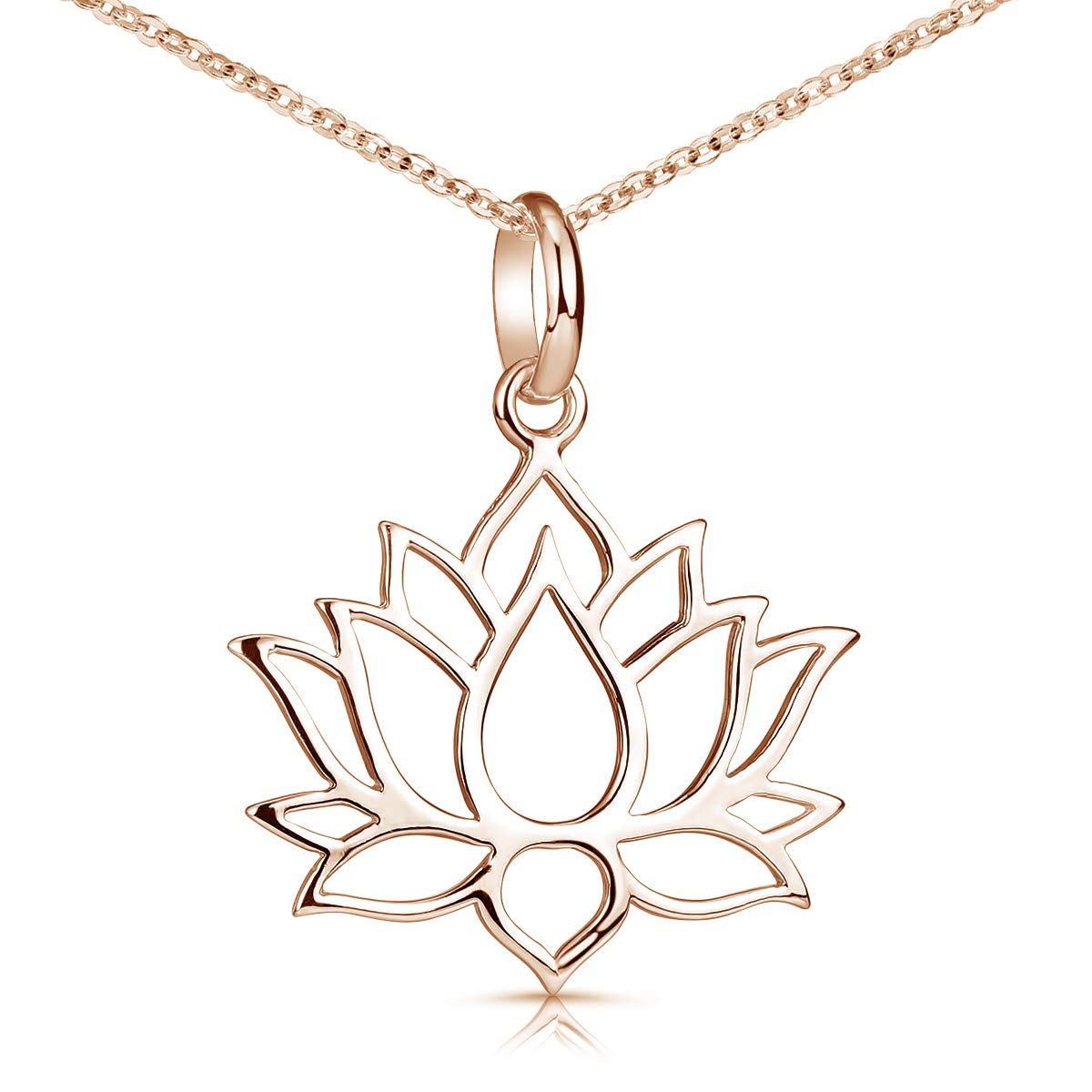 MATERIA Rosegold Kette mit Anhänger Lotusblüte - 925 Silber rose vergoldet für Damen Teenager mit Schmuck-Etui