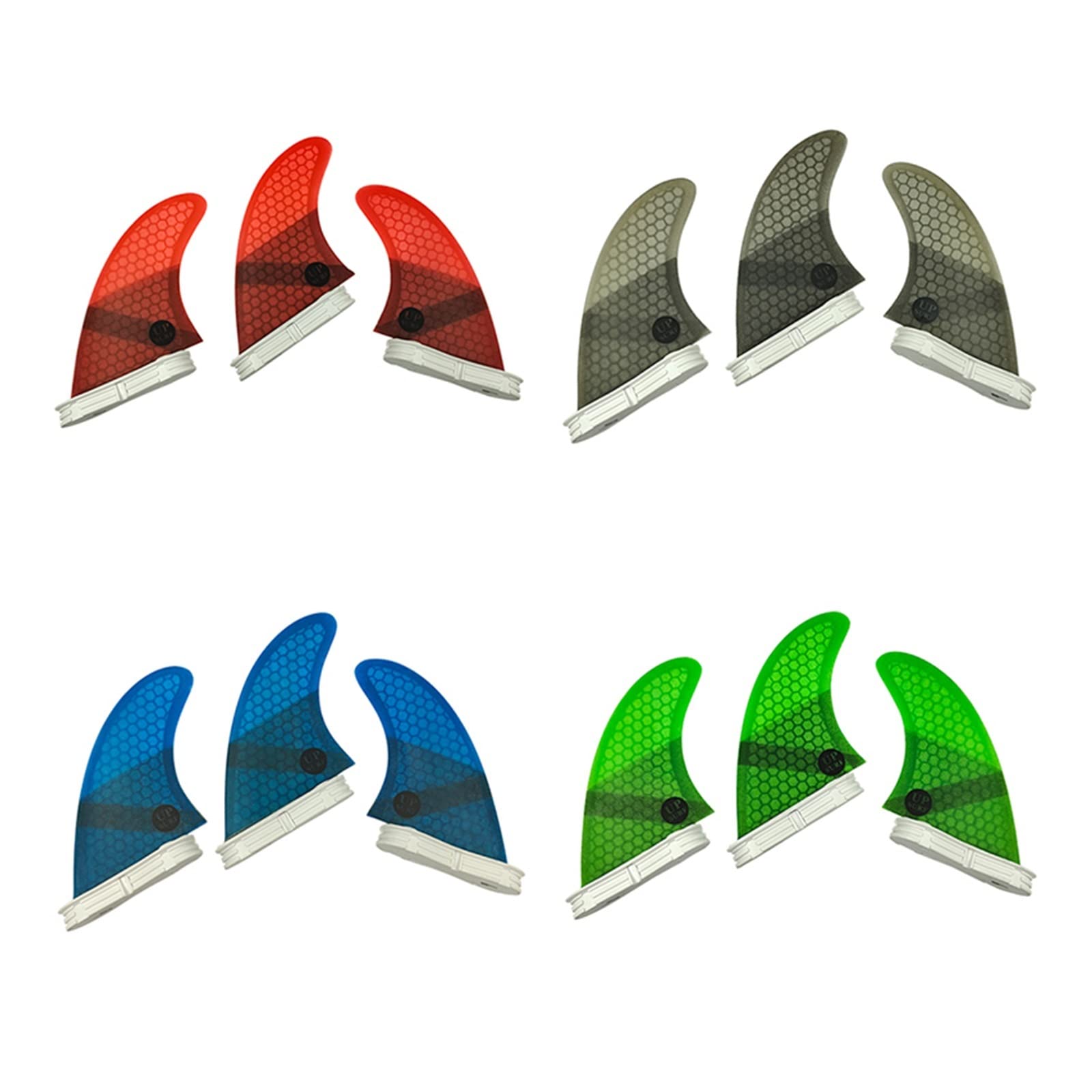 L Surf Fins 3 unids/set 2 aletas panal tabla de surf aleta Kayak Paddle Thruster Tri accesorios for barcos,Ajuste Universal(L blue)