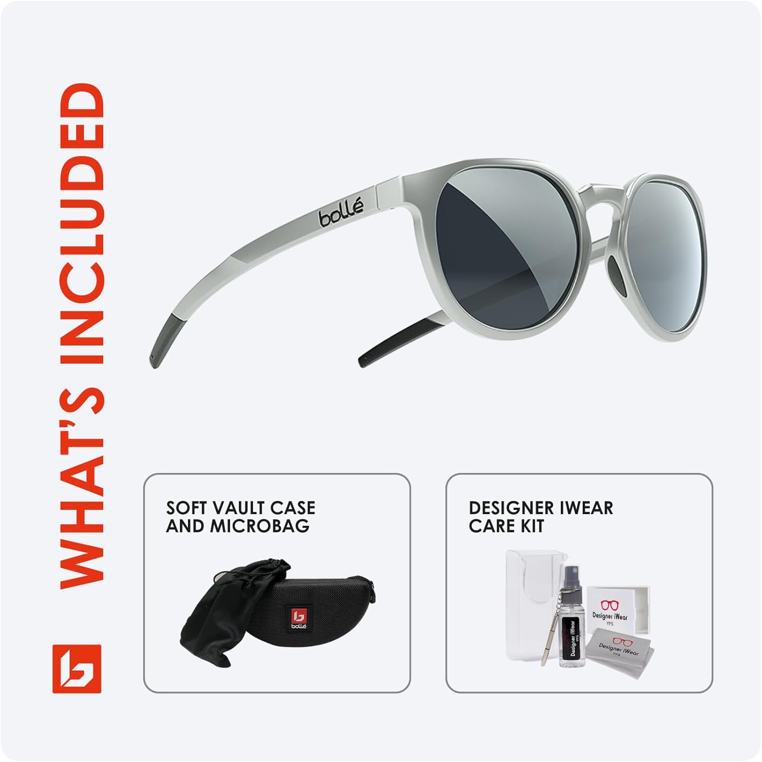 Bolle Merit Round Sunglasses for Men for Women +BUNDLE with ACCESSORY EYEWEAR KIT