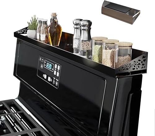 Estante superior magnético para estufa de 30 pulgadas, estante de especias negro y organizador de condimentos, estante de cocina magnético para la