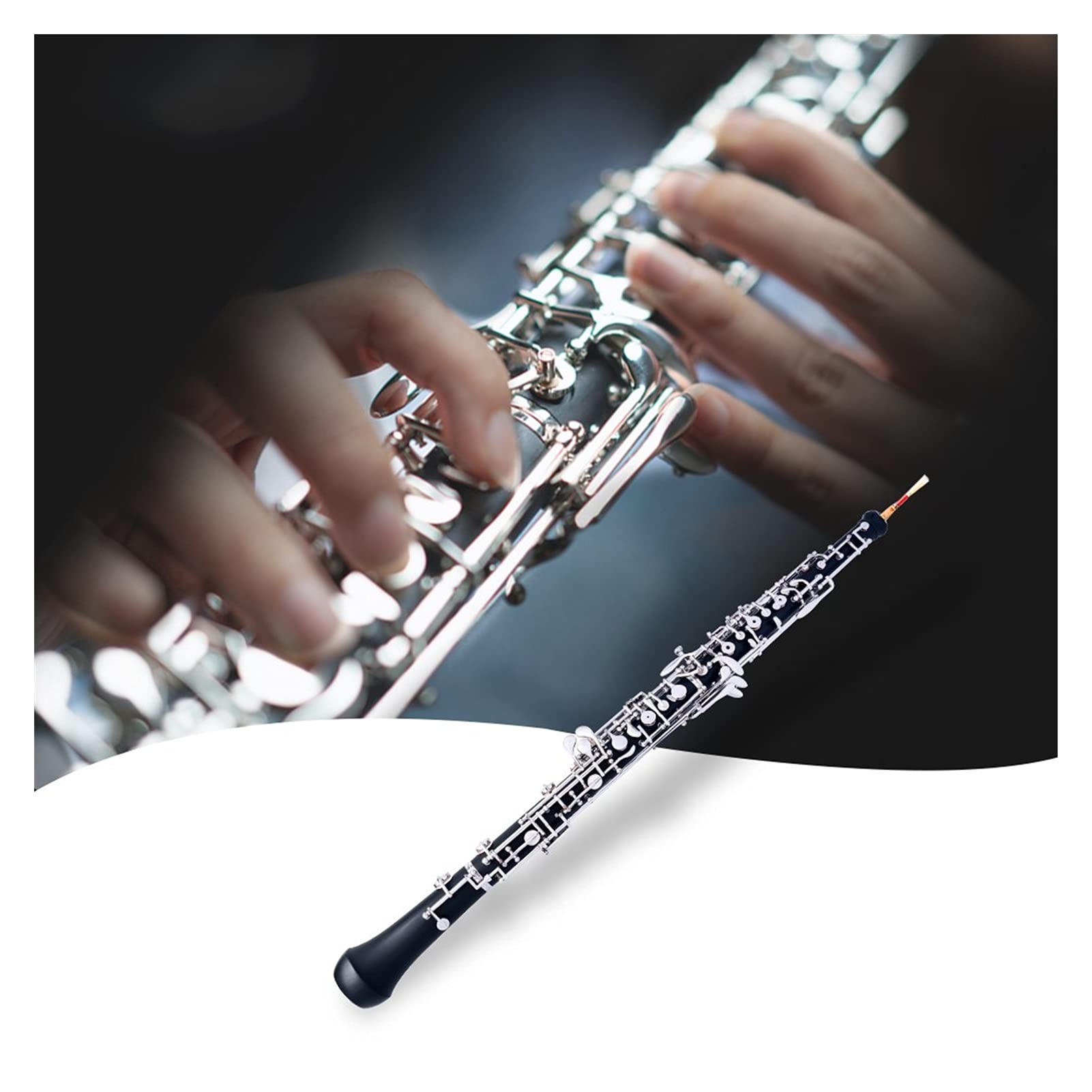 Strumento Oboe Key Professional C Keboe Style Style Semi- Automatico Tasti nichelato Strumento di Legno con Custodia in Pelle di Guanti ad Oboe Reed Principiante di Oboe