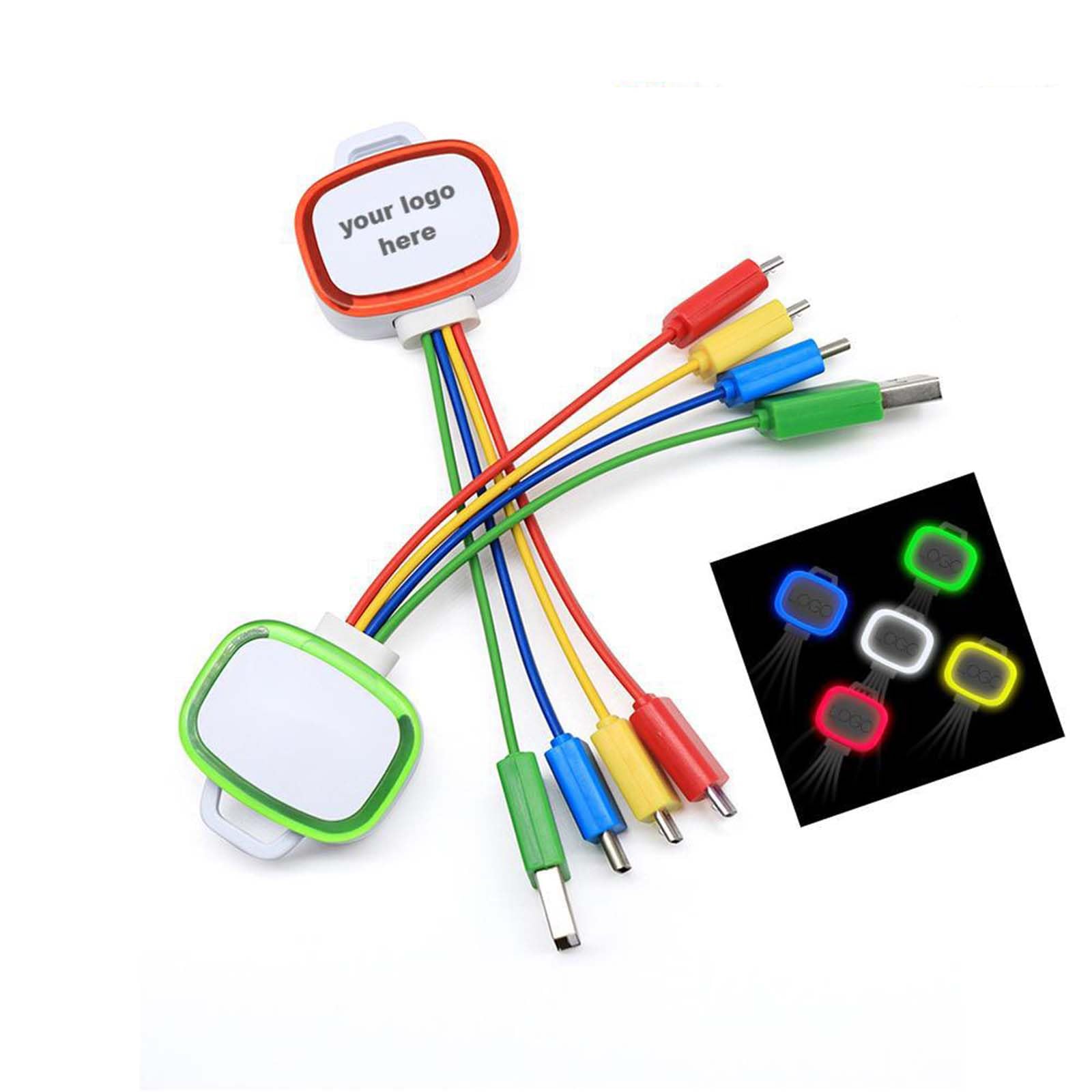 75 PCS 3-in-1 Charger Cable with Customized Logo LED Light Box Compatible with Various Mobile Phones Promotional Gifts