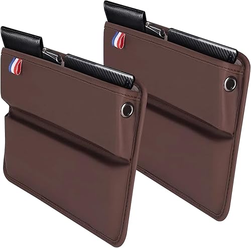 SHOFOYOC Paquete de 2 organizadores de relleno de espacio para asiento de automóvil, organizador multifuncional de piel sintética con bolsillo