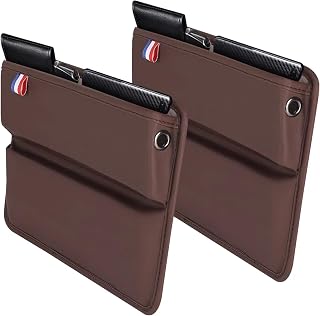 2 Pack Car Seat Gap Filler Organizer - Multifunctional PU Leather Console Side Pocket Organizer for Cellphones, Money, Cards, and Keys(Brown)