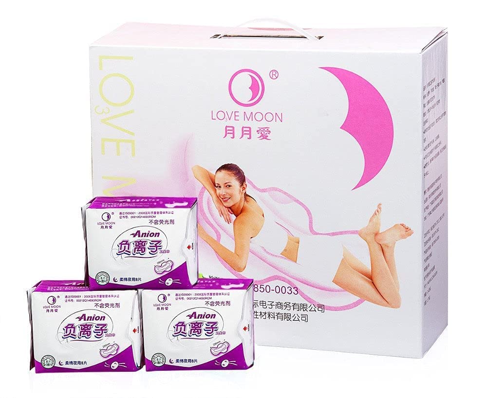 Winalite Lovemoon Sanitary Napkins Overnight Pad Anion Pads WinIon Anion Sanitary Napkins Overnight Pad (16 Packs x 8 Pads)