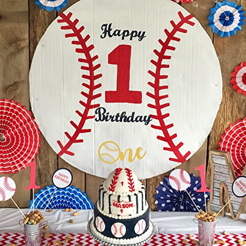 Gold Baseball One Cake Topper- 1St Birthday Baseball One Cake Topper, Boy Girl Baseball Sport Theme Birthday Party Decorations Supplies, Baby First Shower Baseball Cake Decorations #TOP3
