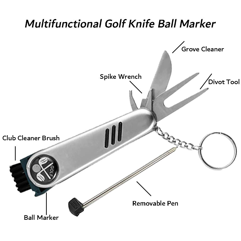 Kit di Accessori da Golf, Spazzola per Mazze da Golf, Asciugamano da Golf, Strumento di Riparazione con marcatore per Palline, Adatto per Pulire Le Attrezzature da Golf