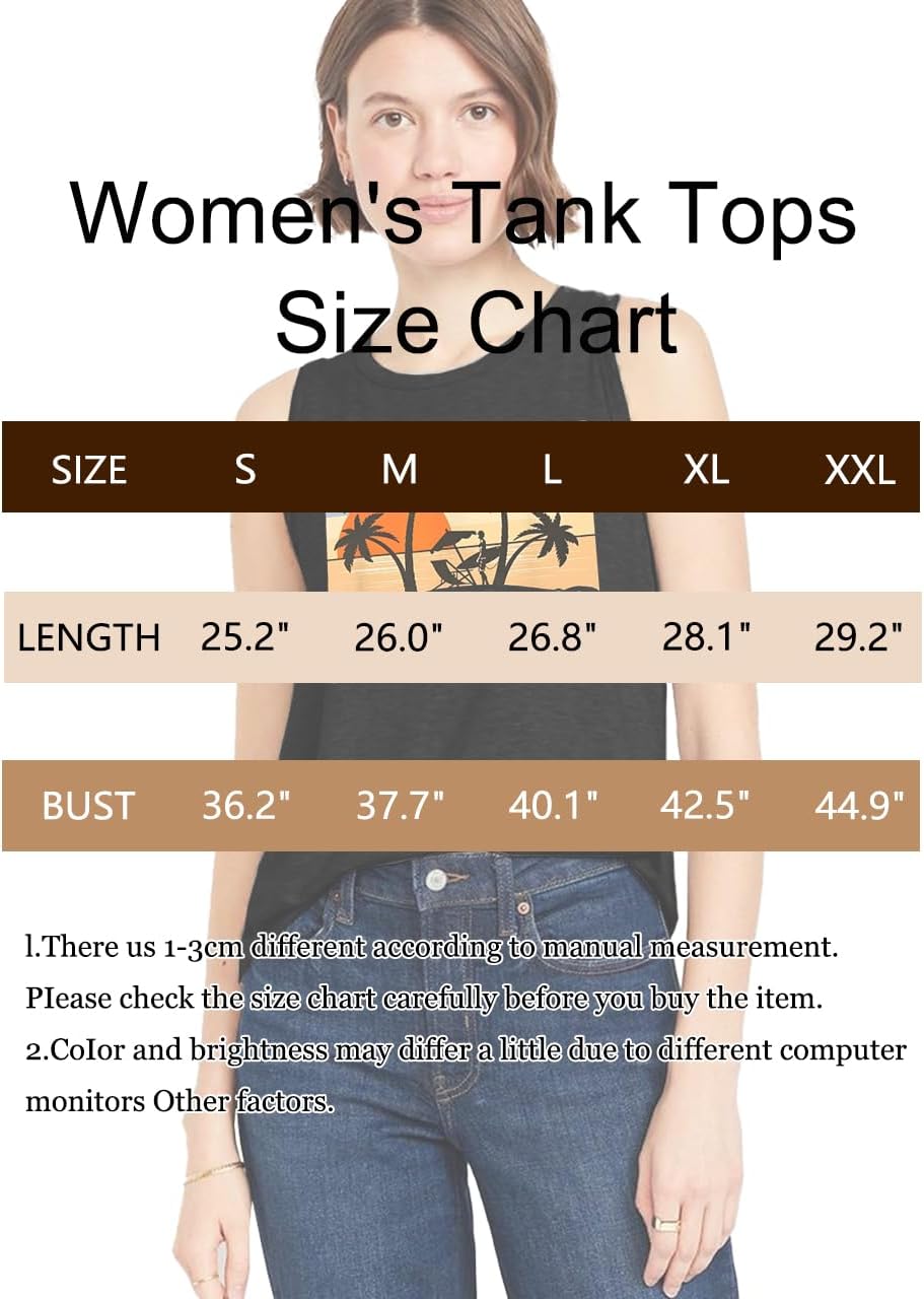 Women Summer Tank Tops Funny Beach Wave Graphic Tees Vintage Sleeveless Tops - Image 5