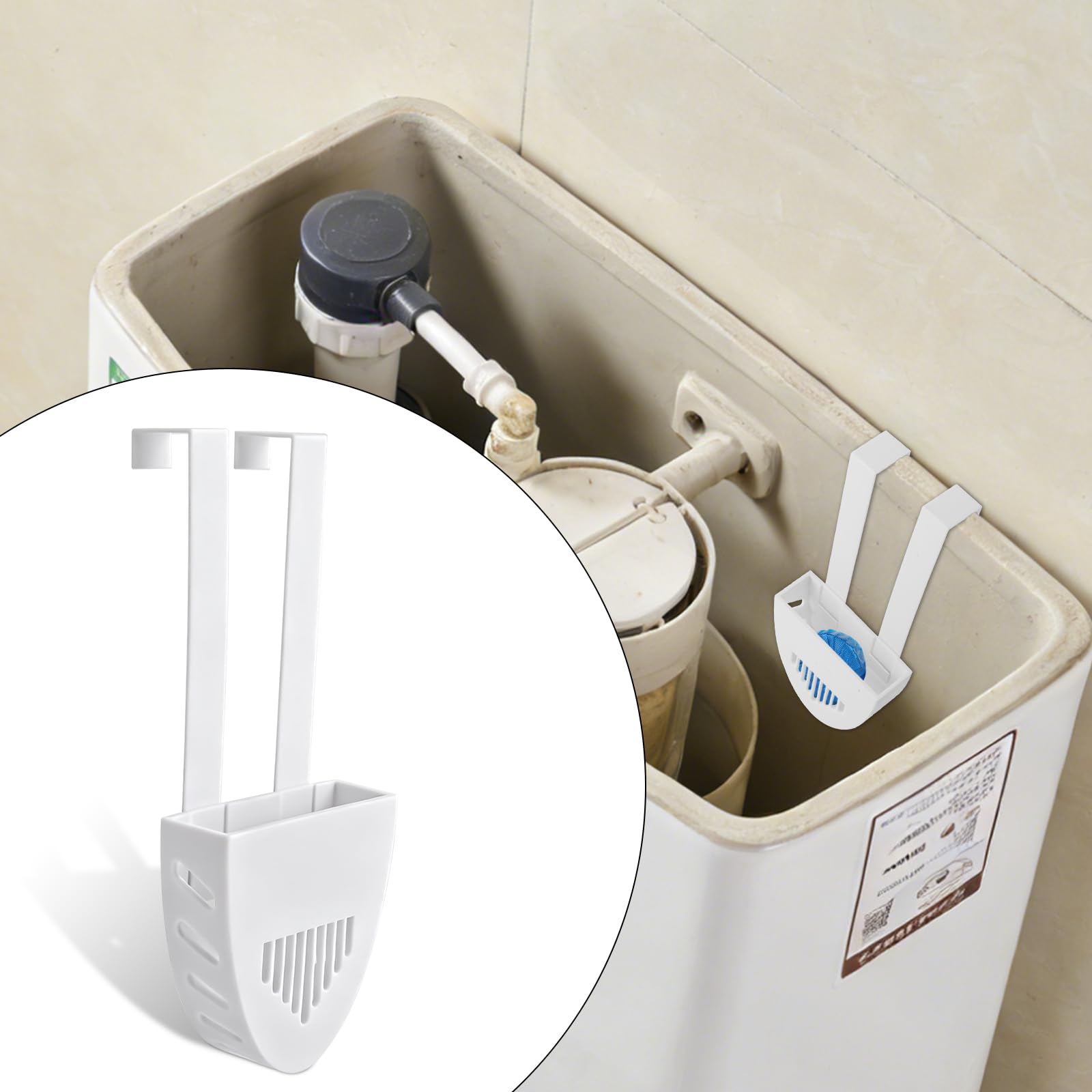 Zbiornik Toaletowy Czyszczenie Tabletka Uchwyt, 17,8x7,5cm Biały Plastik Wiszący Czyszczenie Tabletka Kuferek Wsporniki Pasuje Większość Standardowy Zbiorniki Toaletowy Łatwy Montować
