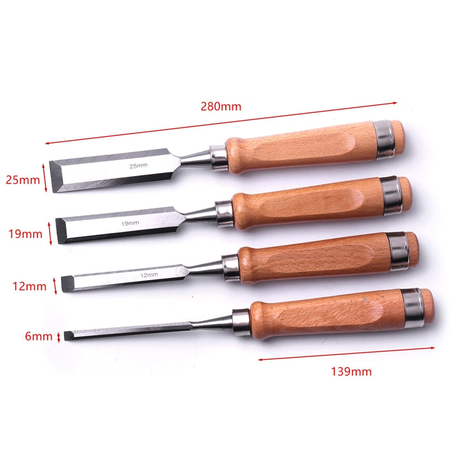 Meißel, 1 Stück/4 Stück, 6 Mm, 12 Mm, 19 Mm, 25 Mm, Hohleisen Zum Schnitzen Von Holz, Maschinen-Flachmeißel, Chrom-Vanadium-Stahl, Holzbearbeitungsmeißel, Werkzeug, Hand, Diy/a/4Pcs Set