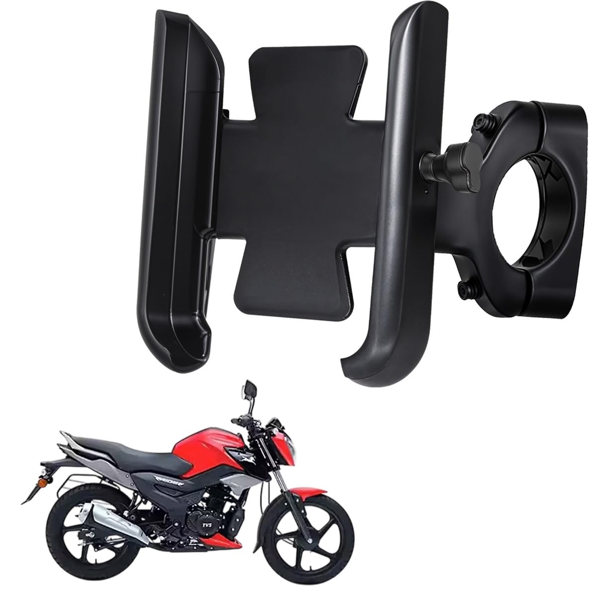 WHIPONE CNC Metal Bike Mobile Holder Compatible for TVS Raider 125, 360° Rotation Phone Mount Cradle for Bicycle & Motorcycle, Handlebar for All Smartphones, Anti-Slip, Full Grip (Black)-picture-22