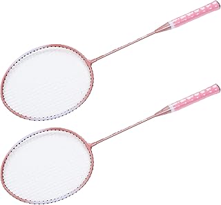 Raquetas de Bádminton Rosa con Marco Liviano y Fuerte, Potencia y Durabilidad Mejorada, Diseño Estable en Forma de T, Agarre Cómodo, Adecuado para el Entrenamiento para Principiantes, Longitud Total