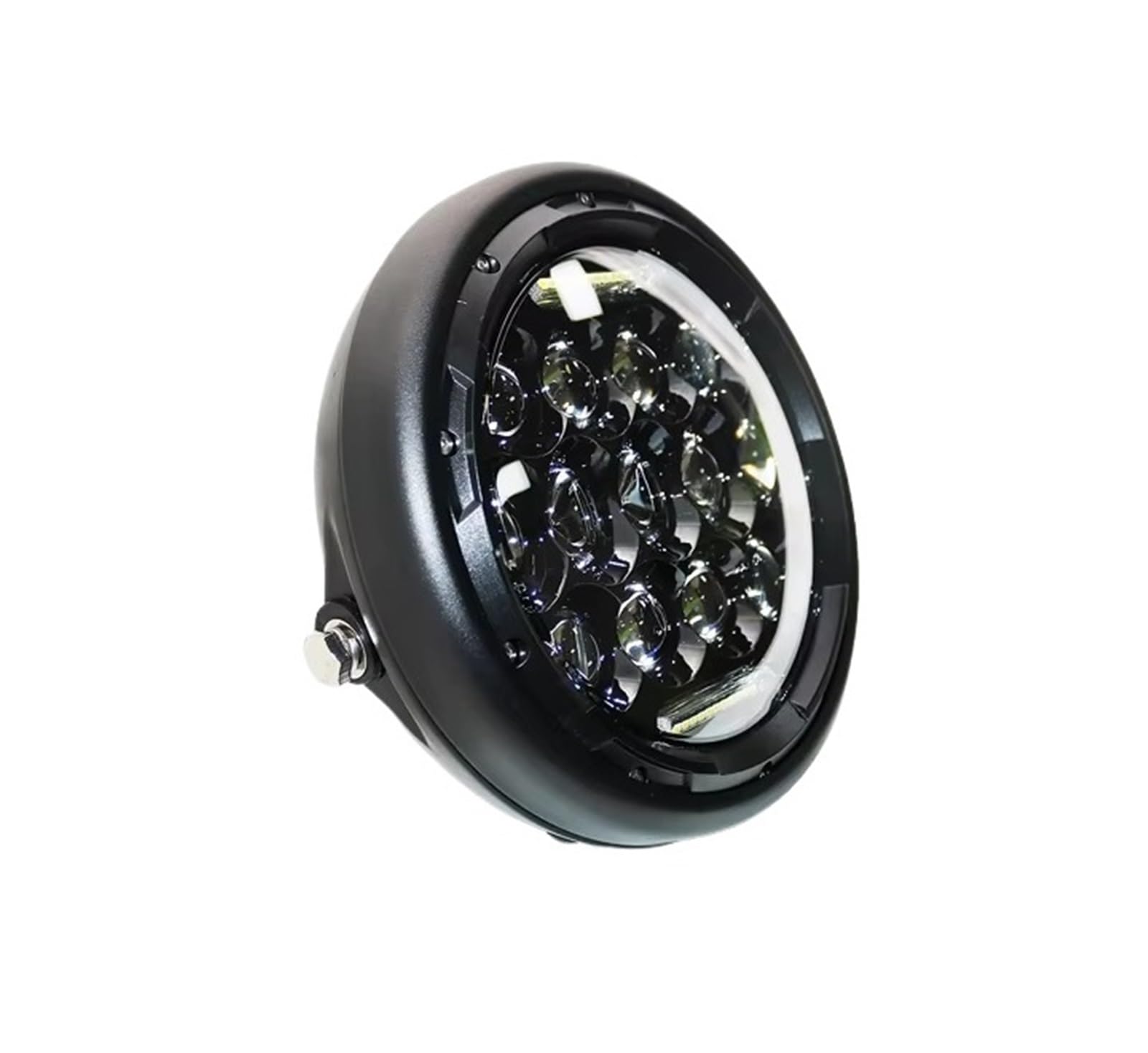 Genérico Faro Delantero LED Universal Motocicleta 7 Pulgadas Redondo Scooter Moto Luz Delantera(Light with Bracket)