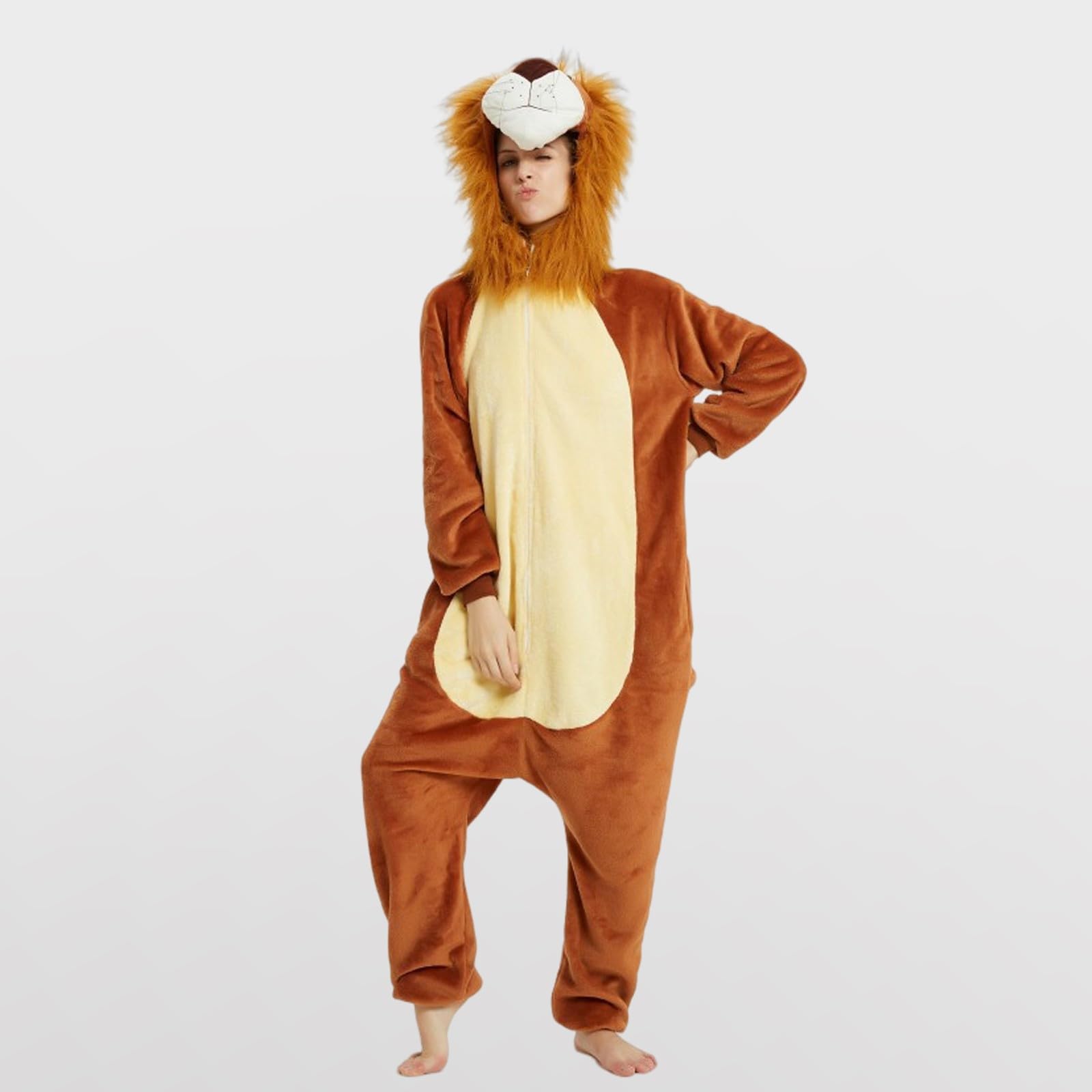 Generico Pigiama Intero Animali Donna, Tuta Intera in Peluche Onesies Morbido E Caldo Kigurumi Onesie Unisex per Adulti Ideale Costume Carnevale Halloween