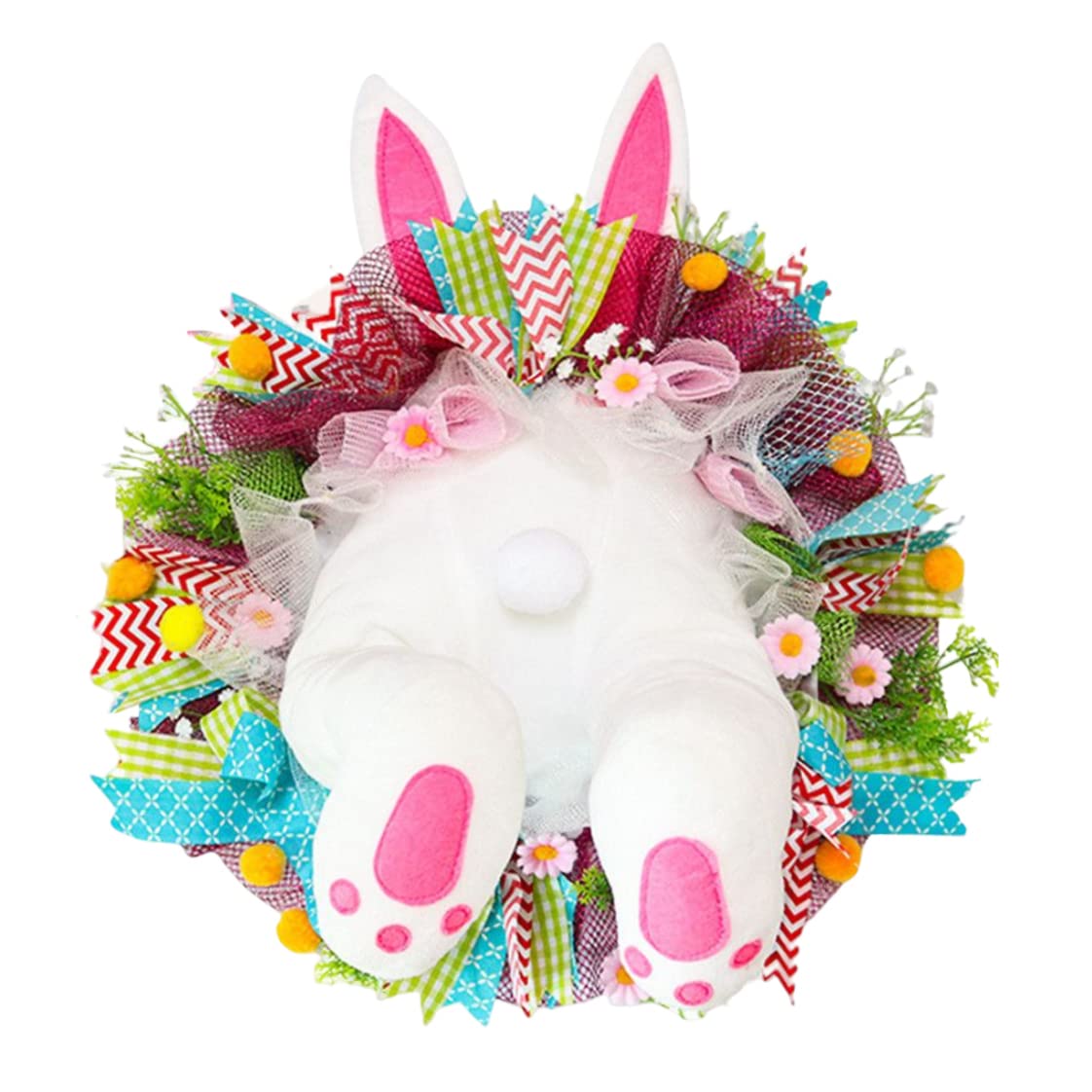 Couronne de Printemps Lapin Haut de Gamme Décoration Porte et Mur