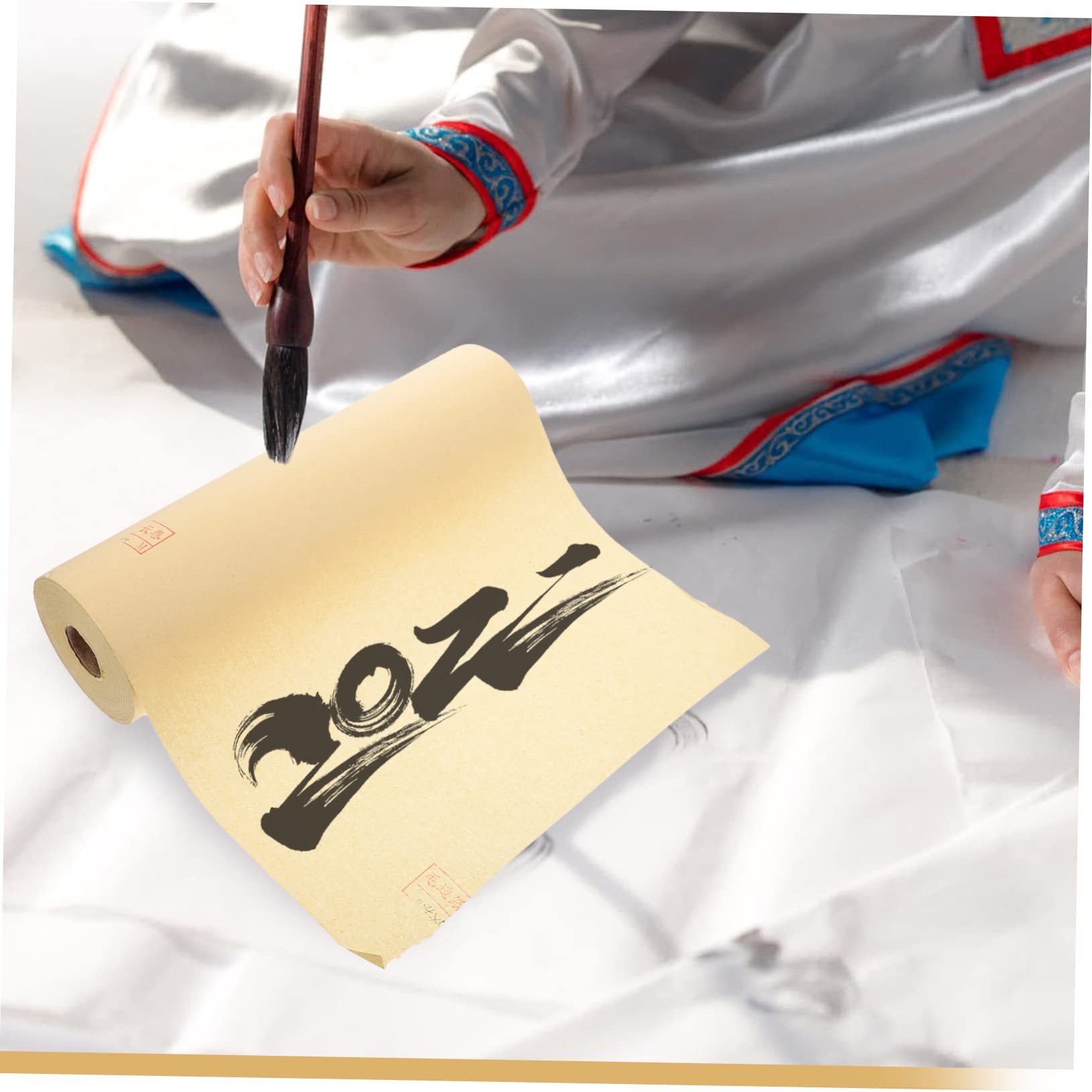 Papel Xuan para Caligrafía, Rollo Beige de 100 Metros, Grueso