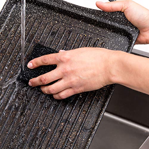 Moss & Stone Griddle Aluminum Bbq Square Grill Pan,Aluminum Non-Stick Stove Top Grilling Grill, Perfect For Fish Vegetables & For Steak Pan, Stove Top Grill Induction Griddle,(Cloth And Gloves) #TOP3