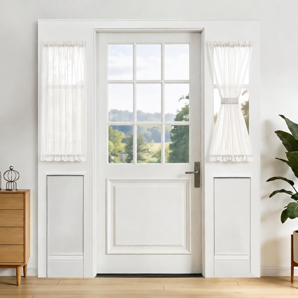 Amazon.com: Aquazolax Sheer French Door Curtain White - Rod Pocket