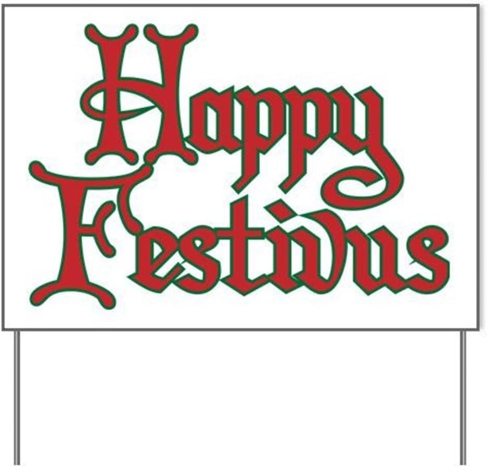 E&M Designs Happy Festivus Yard Sign, 18x24 inches Vinyl Lawn Sign
