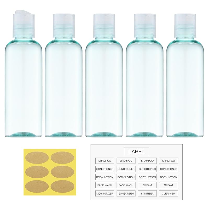 Frascos recarregáveis para viagem owlyee, 100 mL, 5 unidades, Bgreen