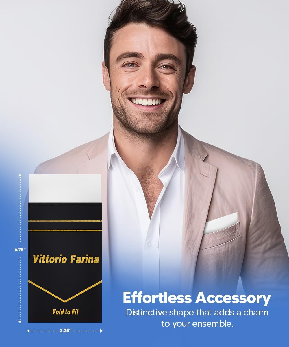 Premium Pre-Folded Four-Point Suit Pocket Square for Men with Sewn Pocket Fold - Image 4