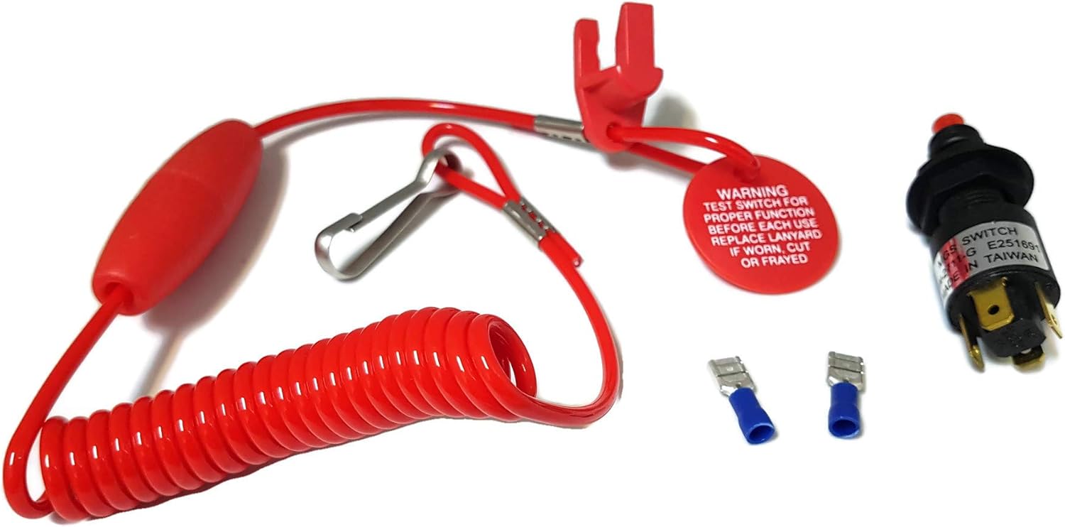Boat Outboard Motor Emergency CutOff Switch Coiled Lanyard