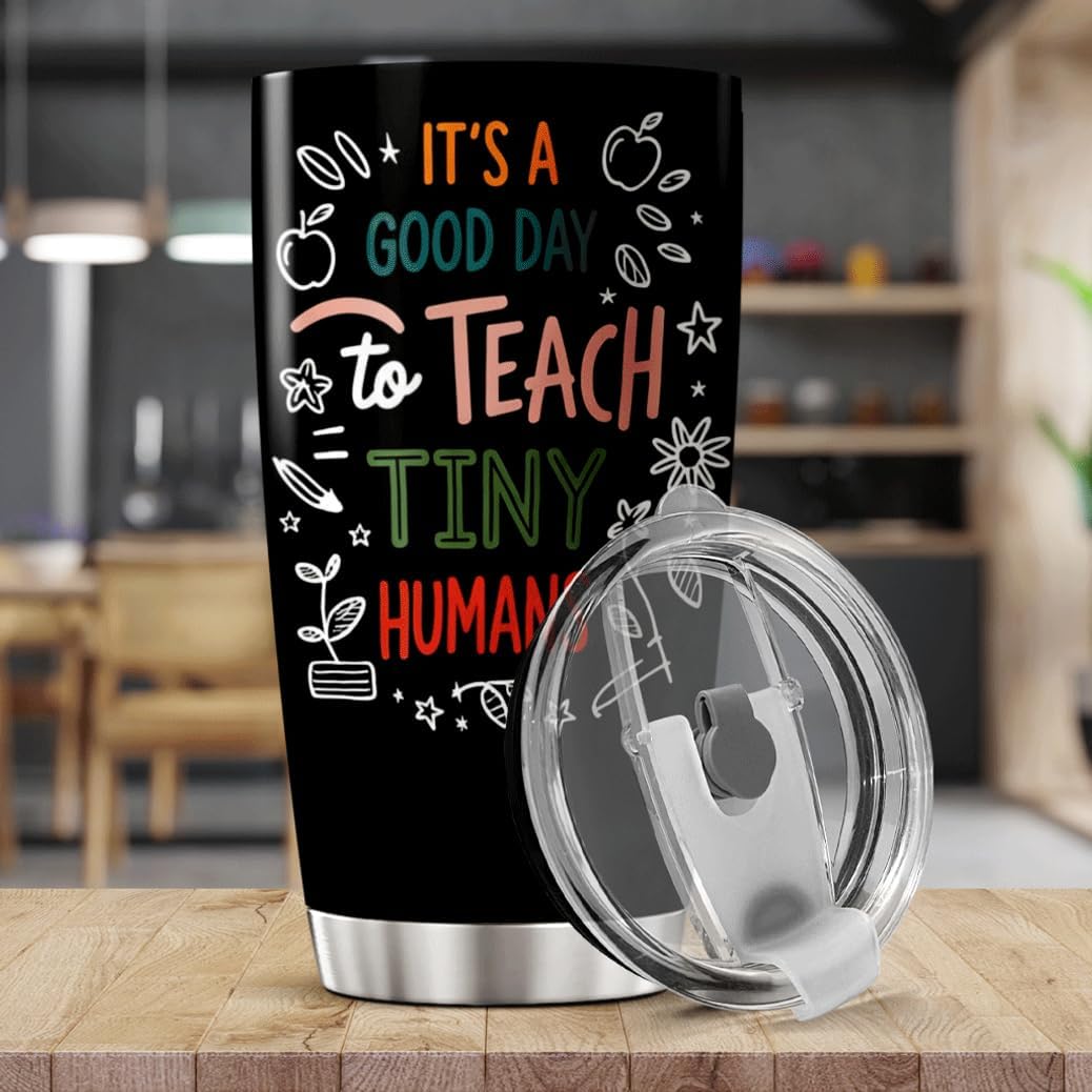 CUBICER It'S A Good Day To Teach Tiny Humans Teacher Quote Design Stainless Steel Tumbler 20 Oz For Educators And Classroom Staff Bottle Mug Cool Insulated Coffee Drink Heat Hot Outdoor image 5