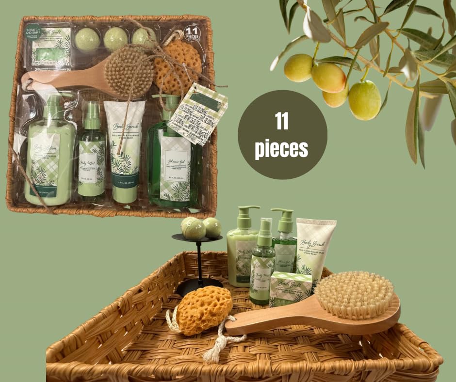 Spa Gift Set for Adults, Holly Floral & Clear Musk, 11 Pieces, Stress Relief Bath & Body Collection