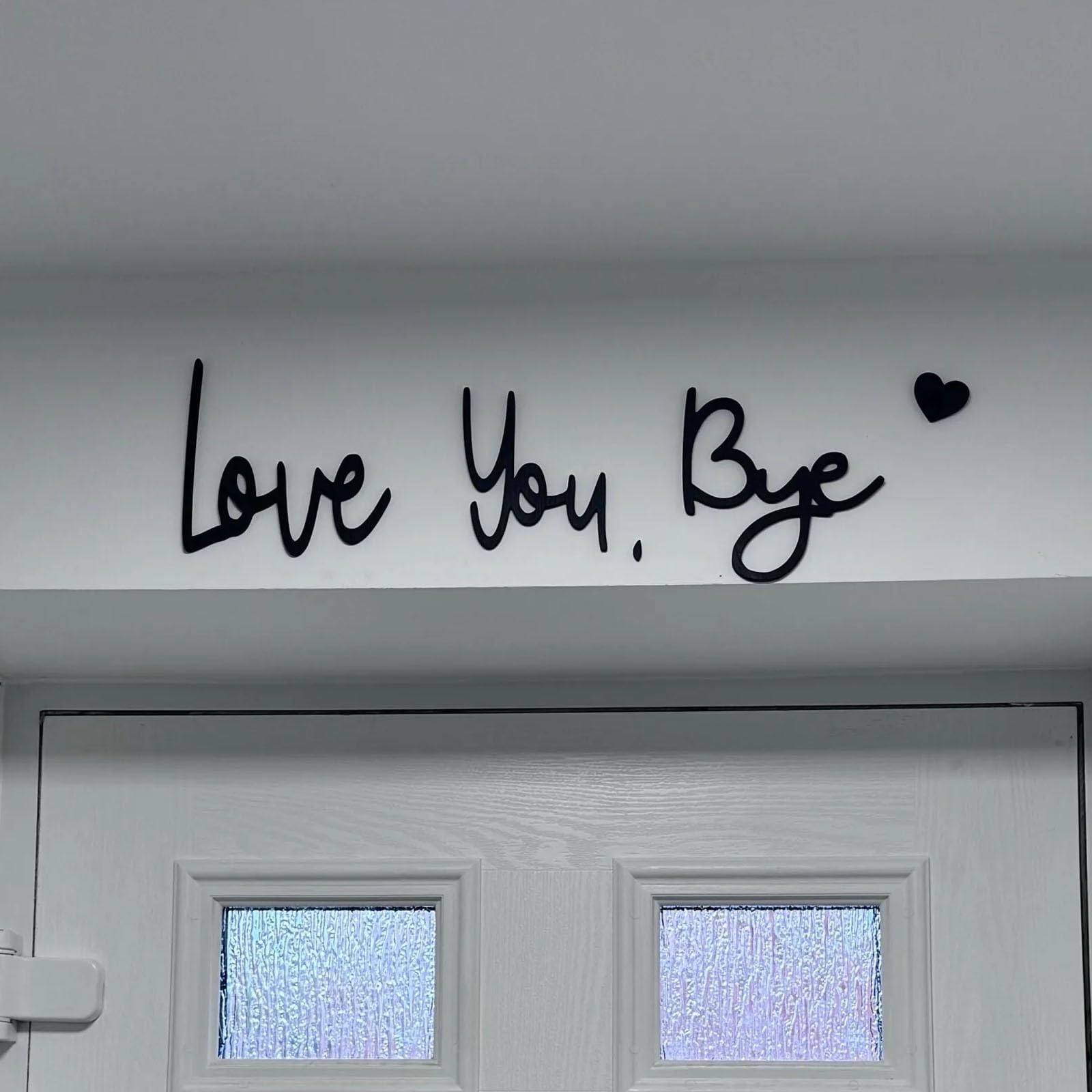 Cartel de Madera 'Love You Bye', Decoración de Pared para Entrada, Arte de Pared Familiar, Decoración Moderna de Pared con Puntos de Pegamento, Ideal para San Valentín y Regalos para el Hogar