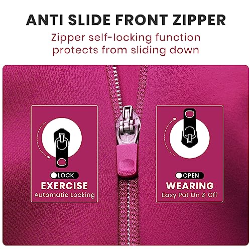 Image of CRZ YOGA Zip Front Cross Back Sports Bras | Molded Cups, Medium to high Support, Training, Adjustable Convertible Straps, Hook and Eye, for Women