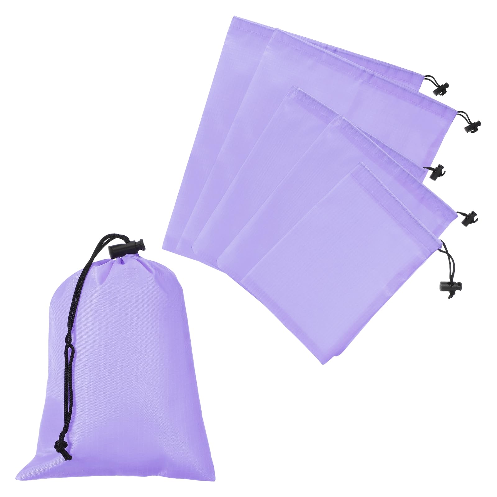 YELARXI Drawstring Bag with Toggle, Stuff Sack String Waterproof Travel Storage Bags Cinch Stuff Pouch 3 Size & 6 Pack & Light Purple -Fitting for (Gym/Traveling/Hiking/Yoga/Office/Shoes)