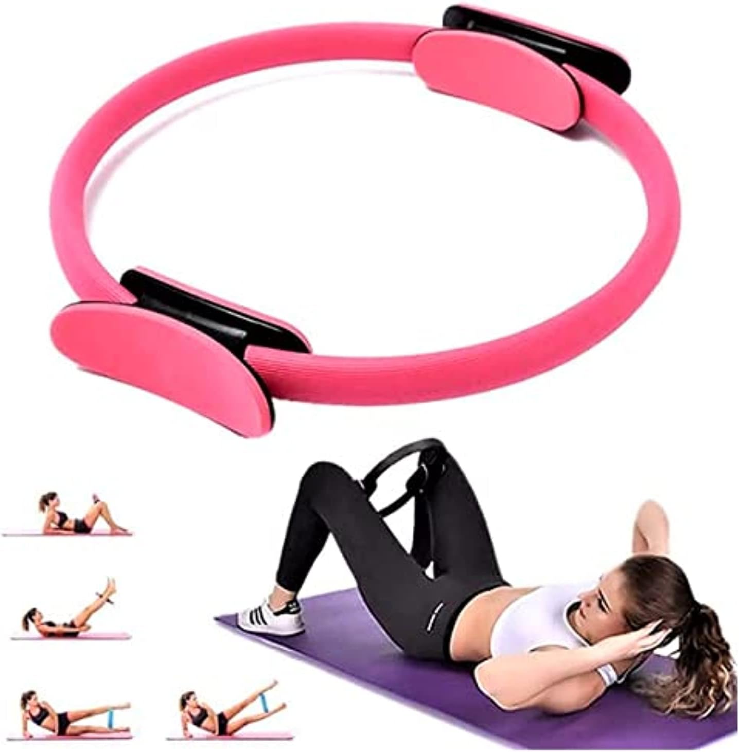 Yoga Pilates Ring Pilates Fitness Magic Circle Wrap Slimming Body Building Fitness Circle Yoga Accessories (Pink)