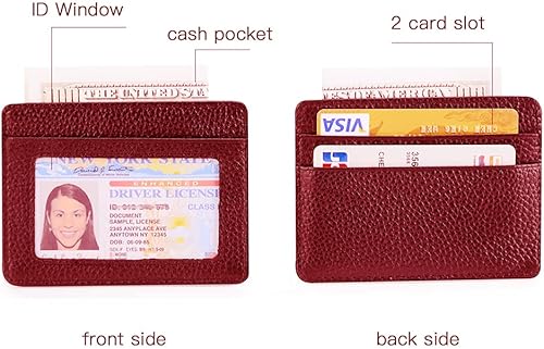 Miniatura 2 de EASTNIGHTS Tarjetero delgado de cuero minimalista con ventana de identificación