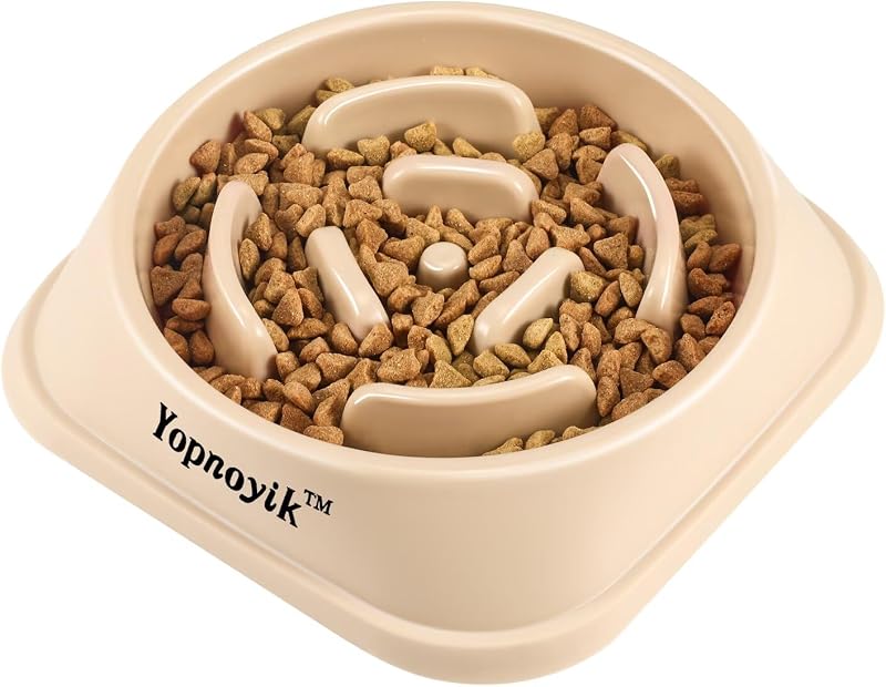 Comedouro Lento para Cães e Gatos com Labirinto e Base Antiderrapante Yopnoyik – 19,05 x 19,05 x 4,32 cm, 181 g