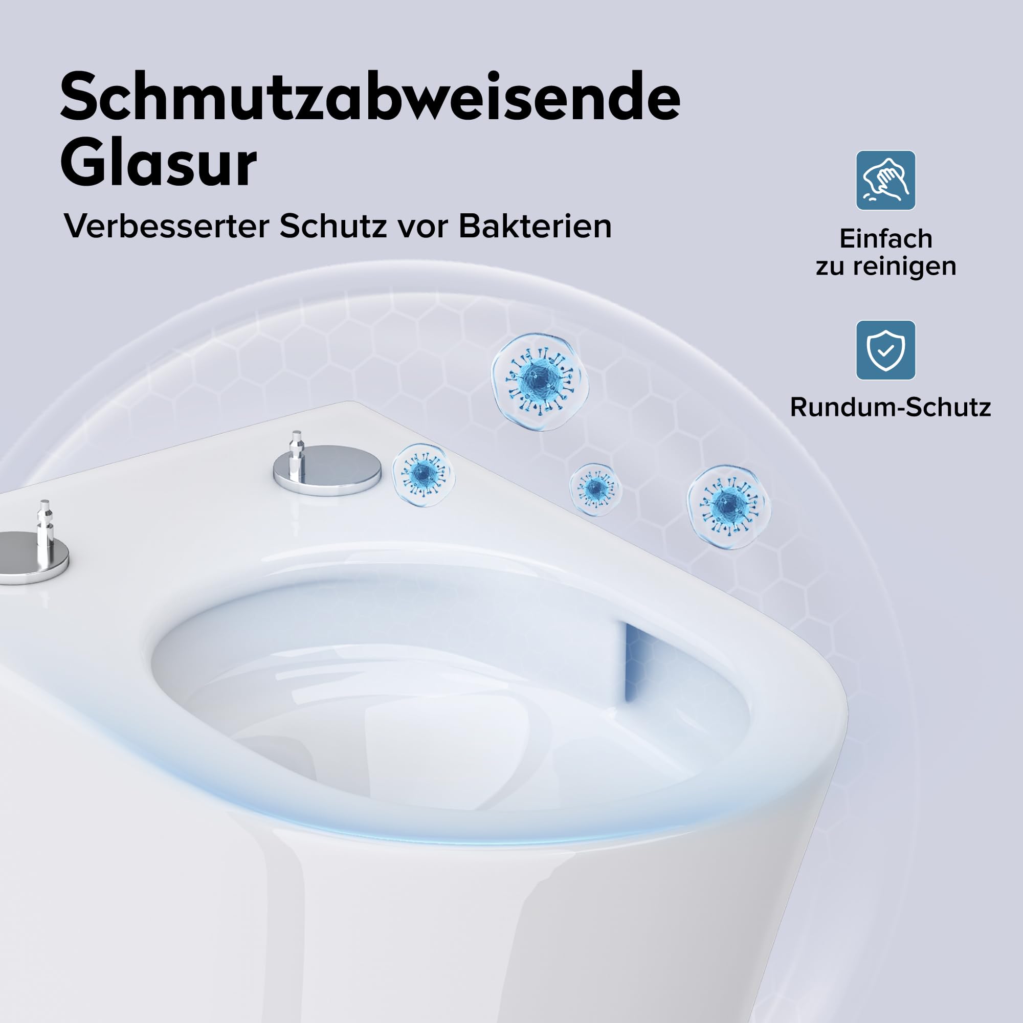 doporro Hänge WC mit 360° Tornado-Spülung spülrandlos Wand-WC 52×36,5×35cm