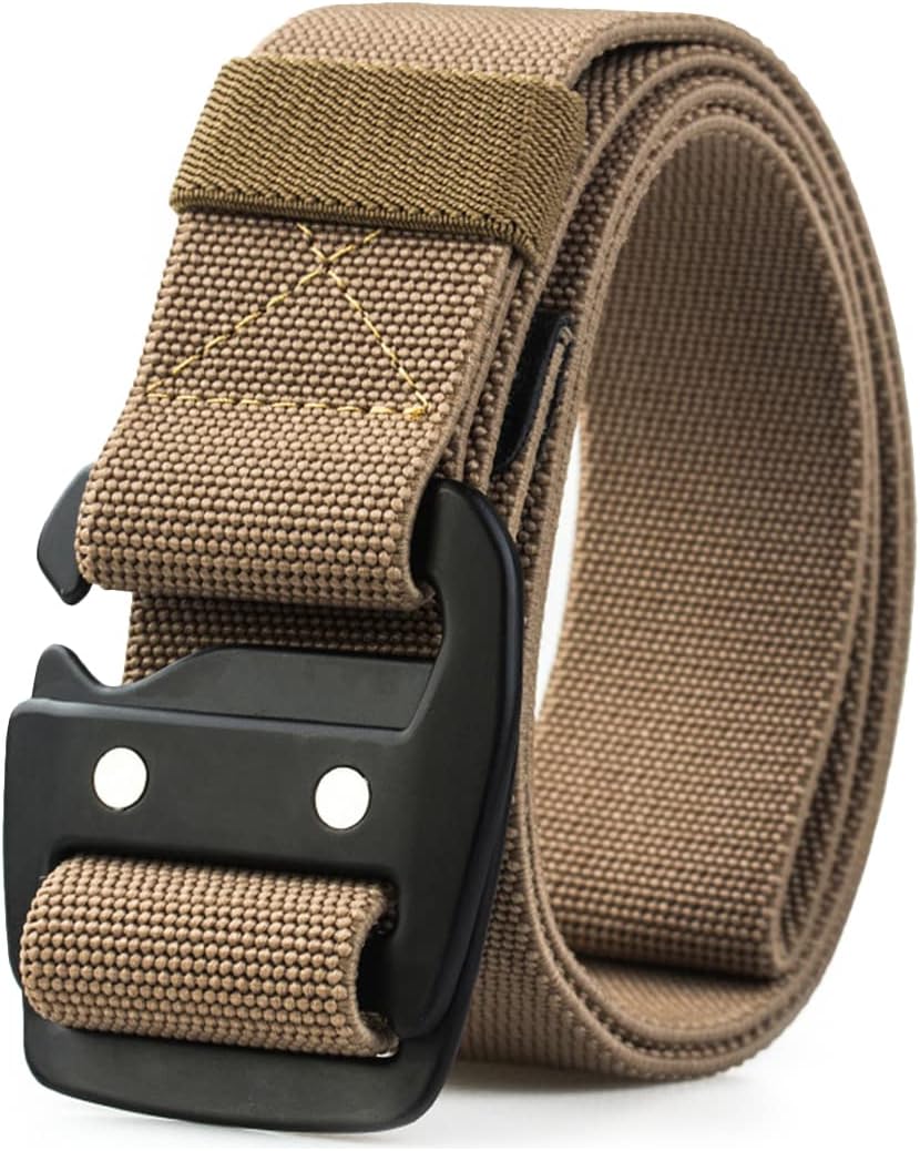 Men's Tactical Stretch Belt, 1.5" Military Elastic Nylon Duty Riggers Belt Metal Buckle