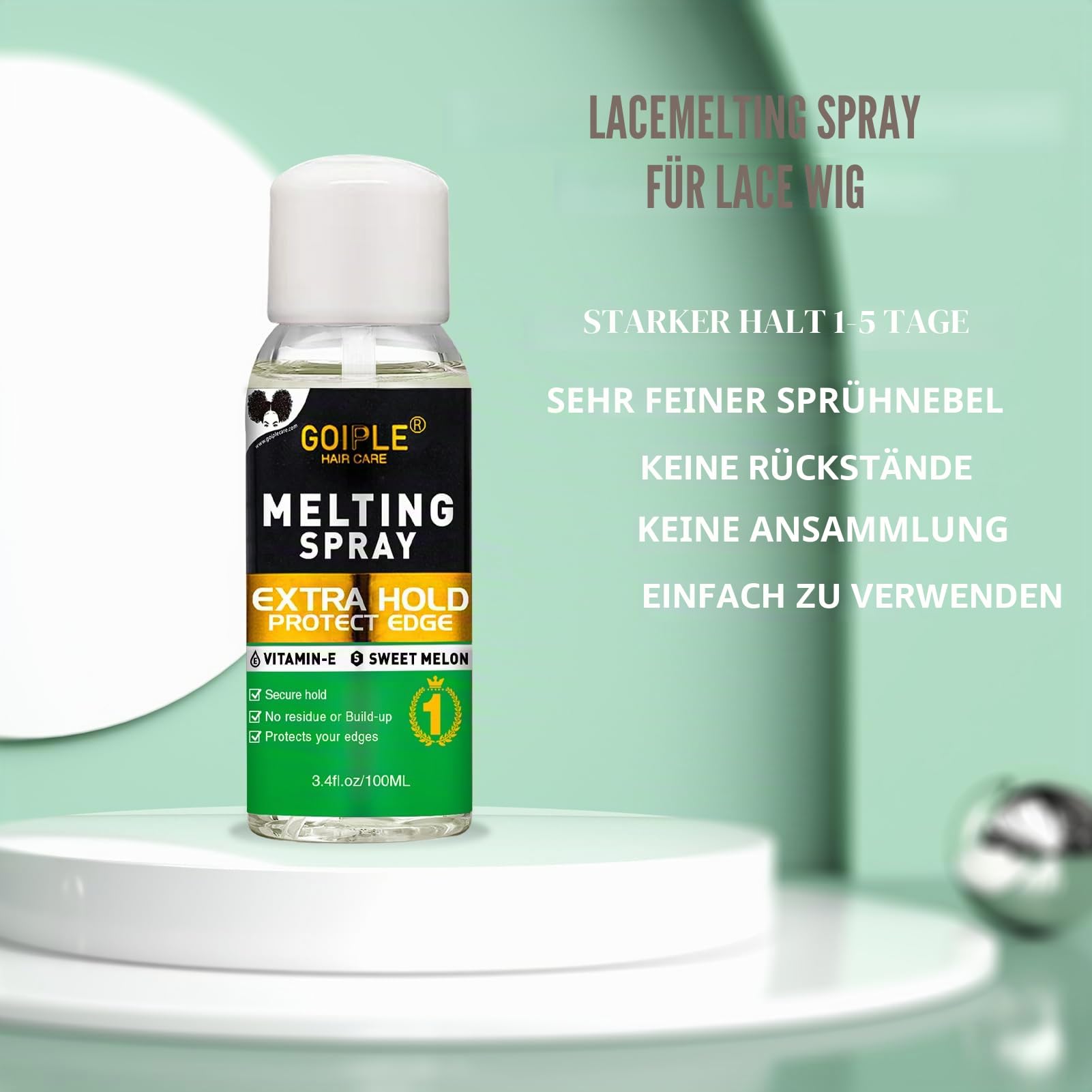 Lace Melting Spray Spray, für Spitze, ohne Klebstoff, Melting Spray, Wig, Randbürste, Fusionsspray für zusätzlichen Halt, 3,4 oz