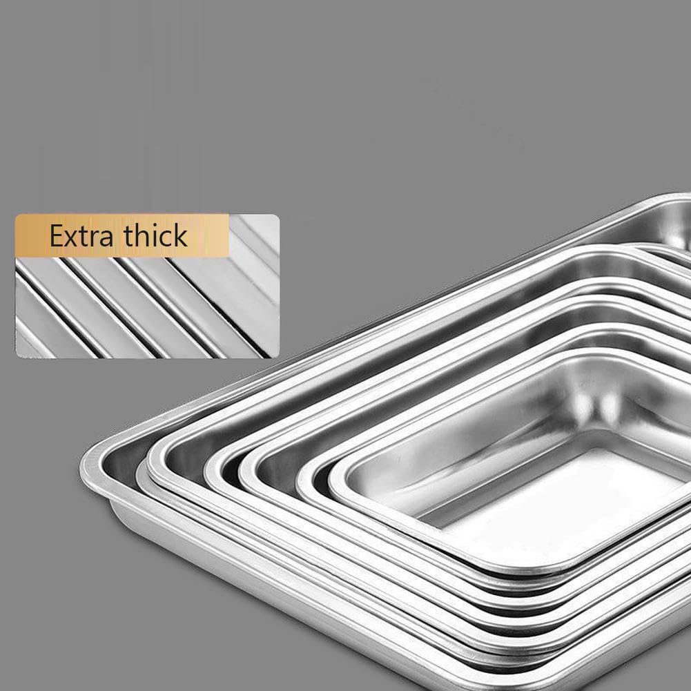 Bandeja de horno de acero inoxidable de 60 x 40 x 4,8 cm, antiadherente, fácil de limpiar, duradera, para hornear galletas, asar y cocinar, perfecta para chefs caseros.