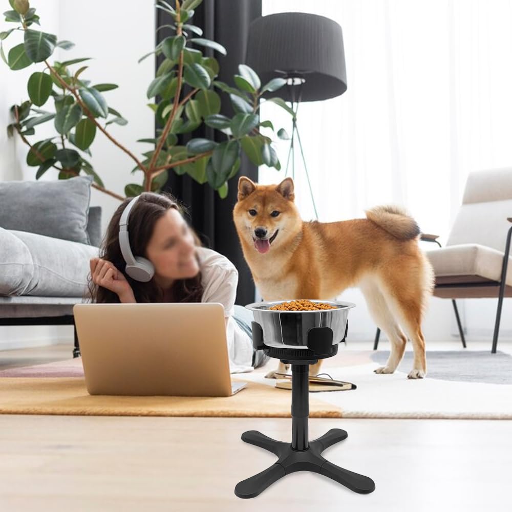 Soporte Ajustable para Comedero de Perros | Altura Regulable con Base Antideslizante | Estación Alimentación para Perros Grandes/Medianos | Incluye Bole Acero Inoxidable