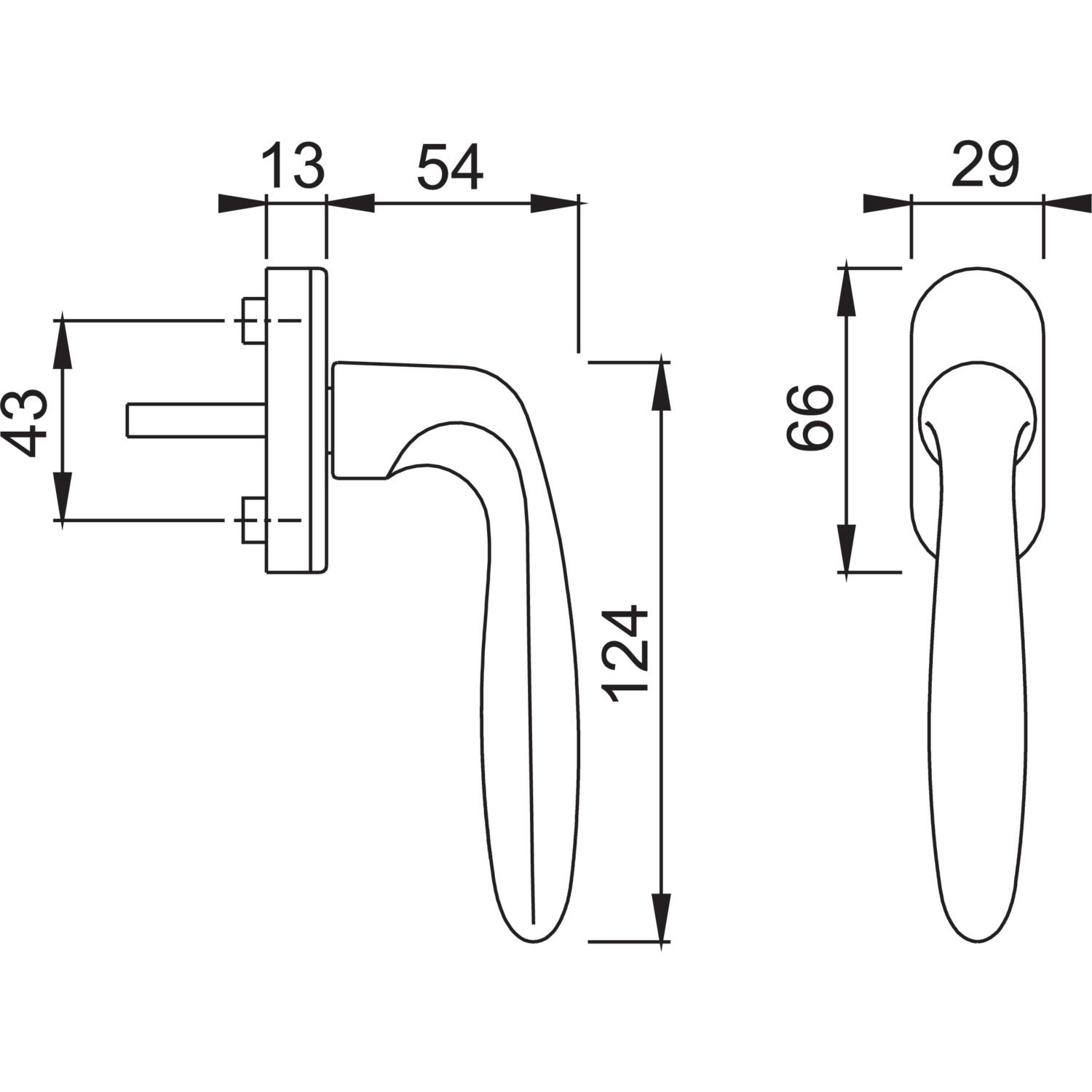 HOPPE maniglia per finestra Verona, quadrato 7 x 32 mm, effetto acciaio inox, 8102154 (Confezione da 4)