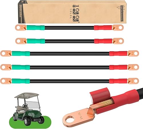 10L0L Cables de batería de carrito de golf calibre 4 para Yamaha G19 48V, repuesto OEM # 4BG19, BAT-1019A, BAT-1024, 6-303A, 17378 (juego de 5