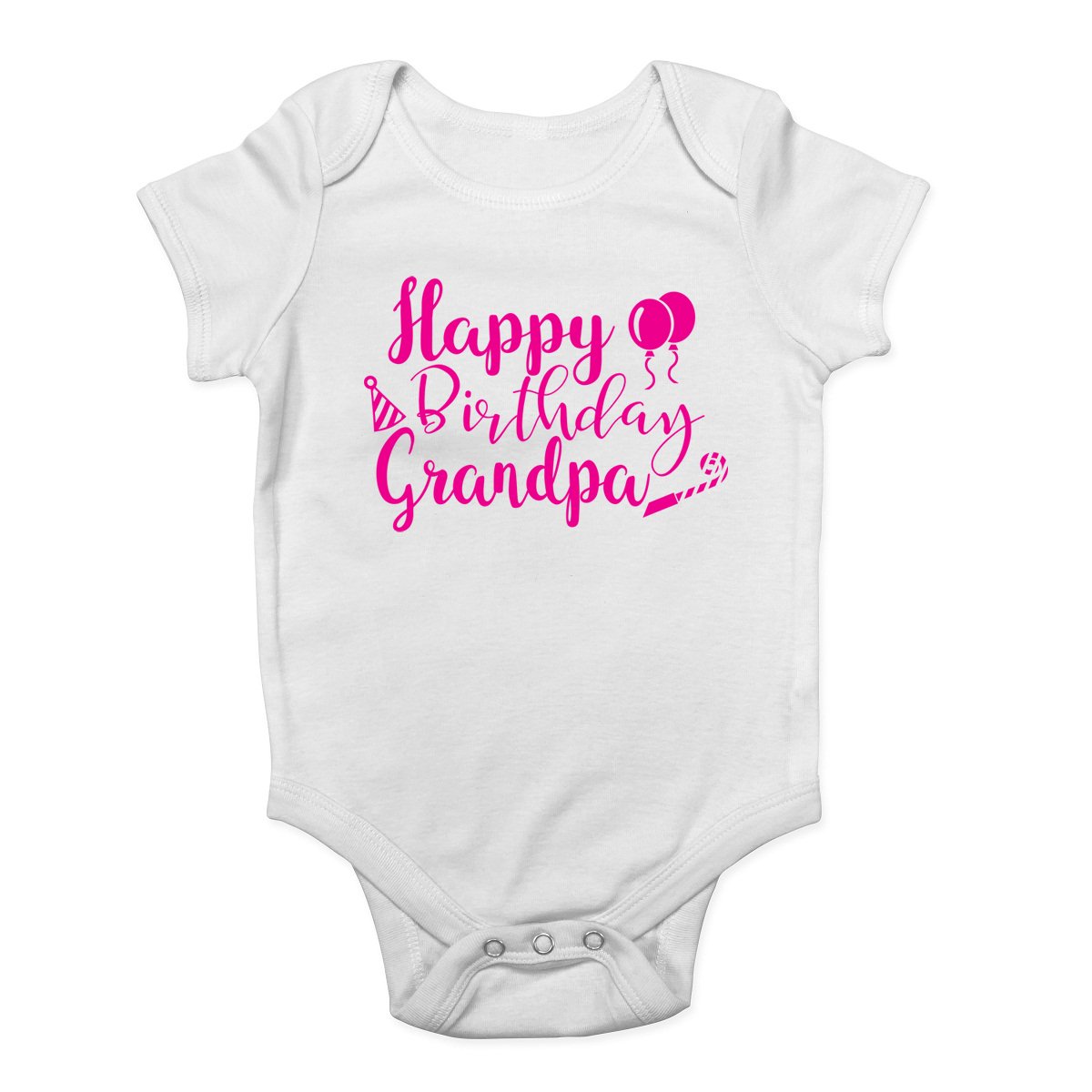 Shopagift Happy Birthday Grandpa Pink Girls Baby Vest Bodysuit
