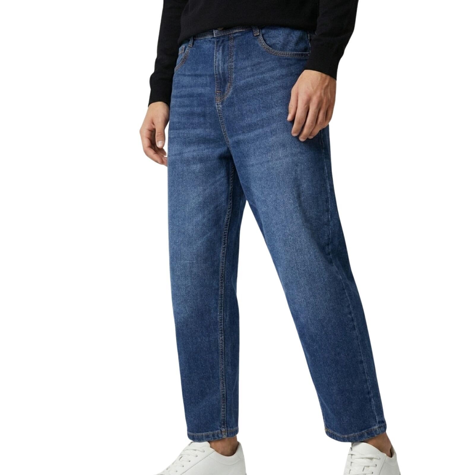 Men's Denim Jeans with Button Closure | Regular Fit Mid Rise Straight Leg Solid Pattern Ankle Length Casual Denim Jeans for Men-picture-35