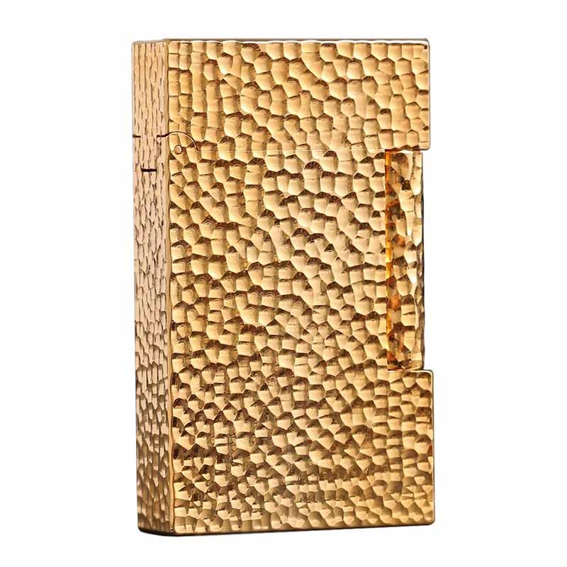 Classic Brass Lighter Hammered Texture Carved Vintage Side Slide Ignition Butane Refillable Lighter for Men Dad Husband Unique