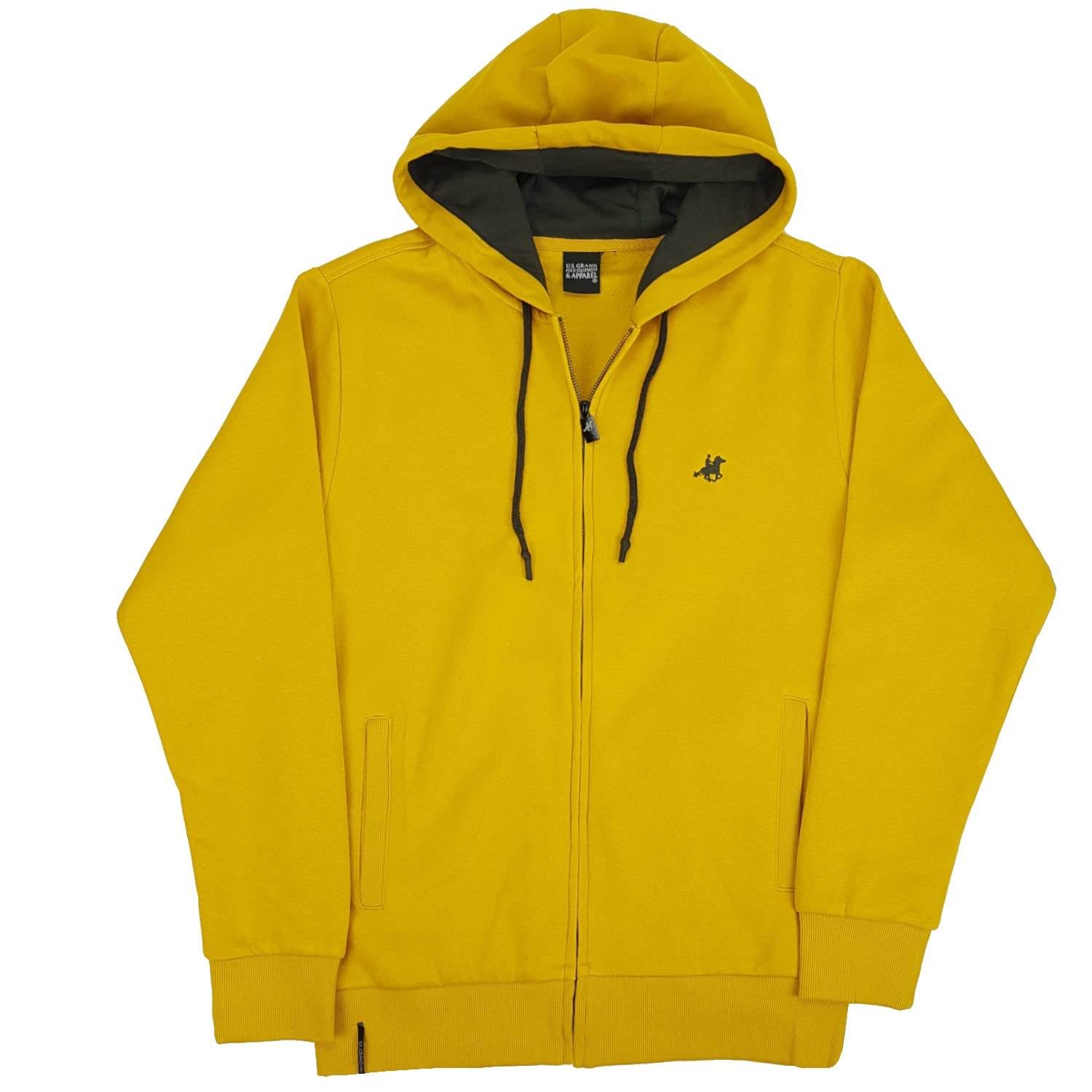 U.S. Grand Polo Equipment & Apparel Men's Sweatshirt with Zip Pockets and Hood Zip Winter Plus Size 3XL 4XL 5XL 6XL